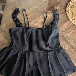 Central Park West Black Pleated Blouse